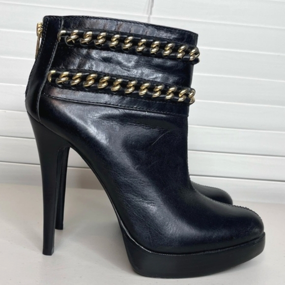 Tory Burch Lysa Leather Chain Sz 10 Ankle Boots - Picture 8 of 16